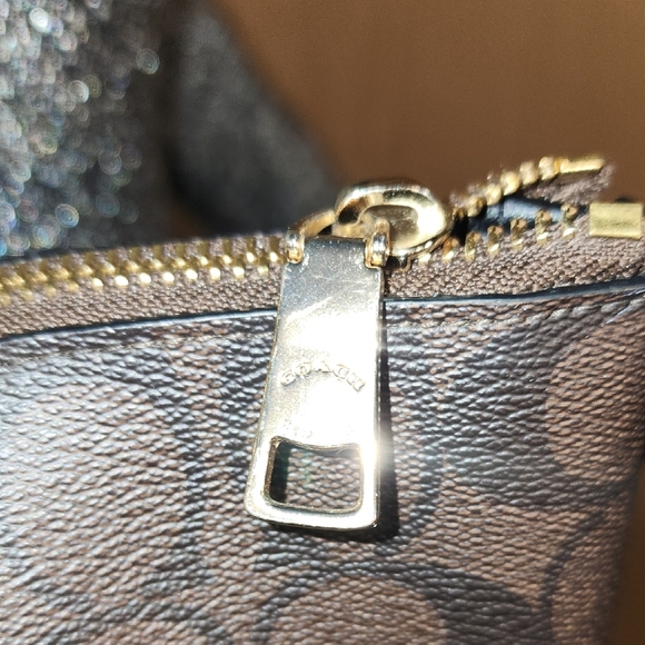 Coach Dark Brown Signature Tote with Gold Chain - Picture 7 of 12